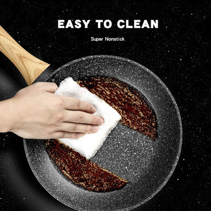 MICHELANGELO Frying Pan with Lid 28cm, Non Stick Frying Pan 28cm with Bakelite Handle, Frying Pan with Stone-Derived, Induction Frying Pan 28cm