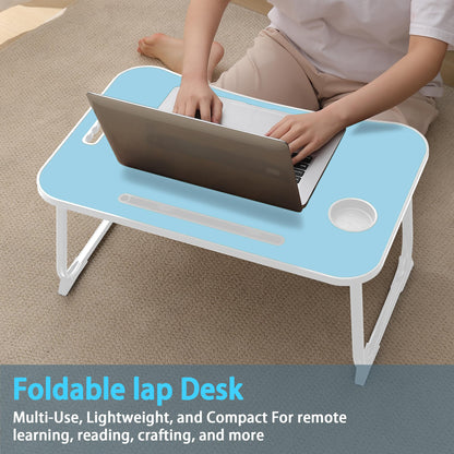 Laptop Bed Desk, Lap Desk Breakfast Tray Table for Home and Office,Eating, Reading, Writing on Bed, Sofa,Laptop Stand for Bed (Blue)