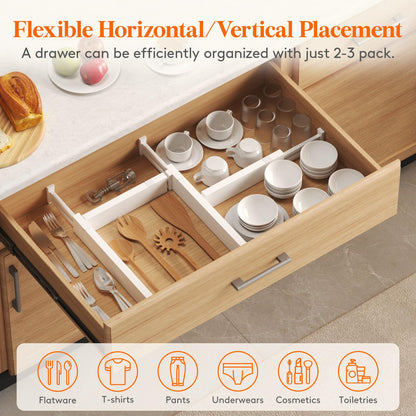 Lifewit 5 Pack Kitchen Drawer Dividers 2.36" High, 11"-17" Adjustable Drawer Organizer for Utensils/Clothes/Makeup