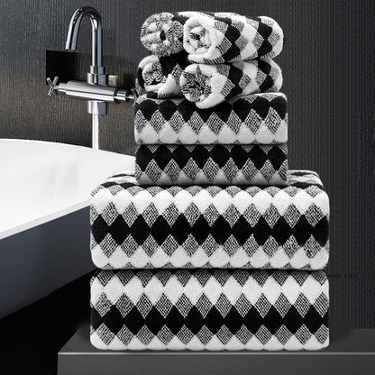 8 Piece Bathroom Towel Set Black White|2 Oversized Large Bath Towels Sheet,2 Hand Towels,4 Washcloths| 600GSM Soft Towel Set for Bathroom