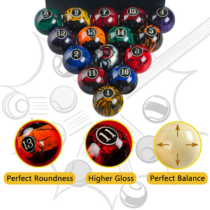 Billmart Premium Billiard Balls Pool Table Accessories 2-1/4" Regulation Size 16 Pool Balls Billiard Set