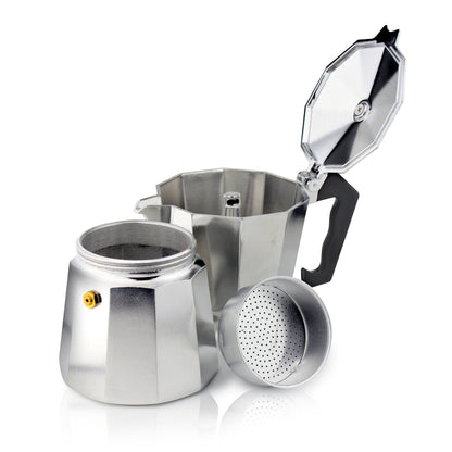 Cafe Ole 12-Cup Italian Style Aluminium Espresso Coffee Maker, Silver, 480 ml