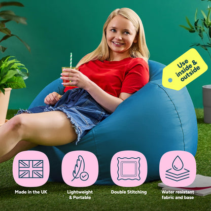Bean Bag Bazaar Kingston Outdoor Bean Bag & Footstool with Filling, Teal