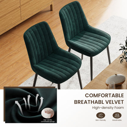 COLAMY Velvet Dining Chairs Set of 2, Velvet Chairs for Dining Room with Metal Legs and Thick Seat Cushion
