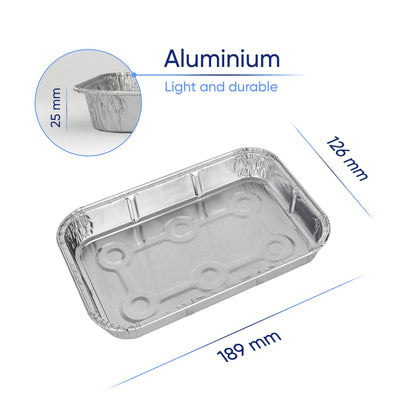 Coppice Small Aluminium Foil Tray for Baking, BBQ, Roasting, Grilling & Food Storage | 19cm x 13cm x 2.5cm | Freezer, Microwave & Oven Safe (250