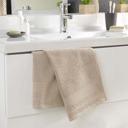 douceur d'intérieur, Tendresse Bath Towel 50 x 90 cm Taupe Plain Terry Cloth