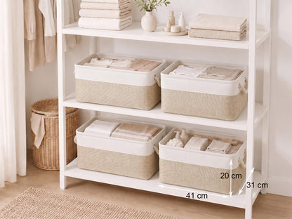 Mangata Large Storage Box set of 3, Fabric Storage Baskets with Handles for Cupboards, Wardrobe, Shelves, Bathroom, Clothes, Toys, Towel