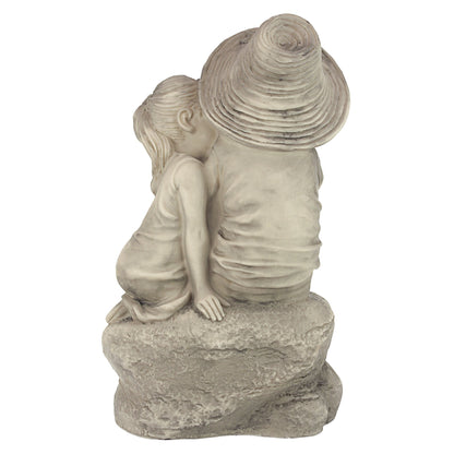 Design Toscano Kissing Kids Boy and Girl Garden Decor Statue, 35.5 cm, Polyresin, Antique Stone