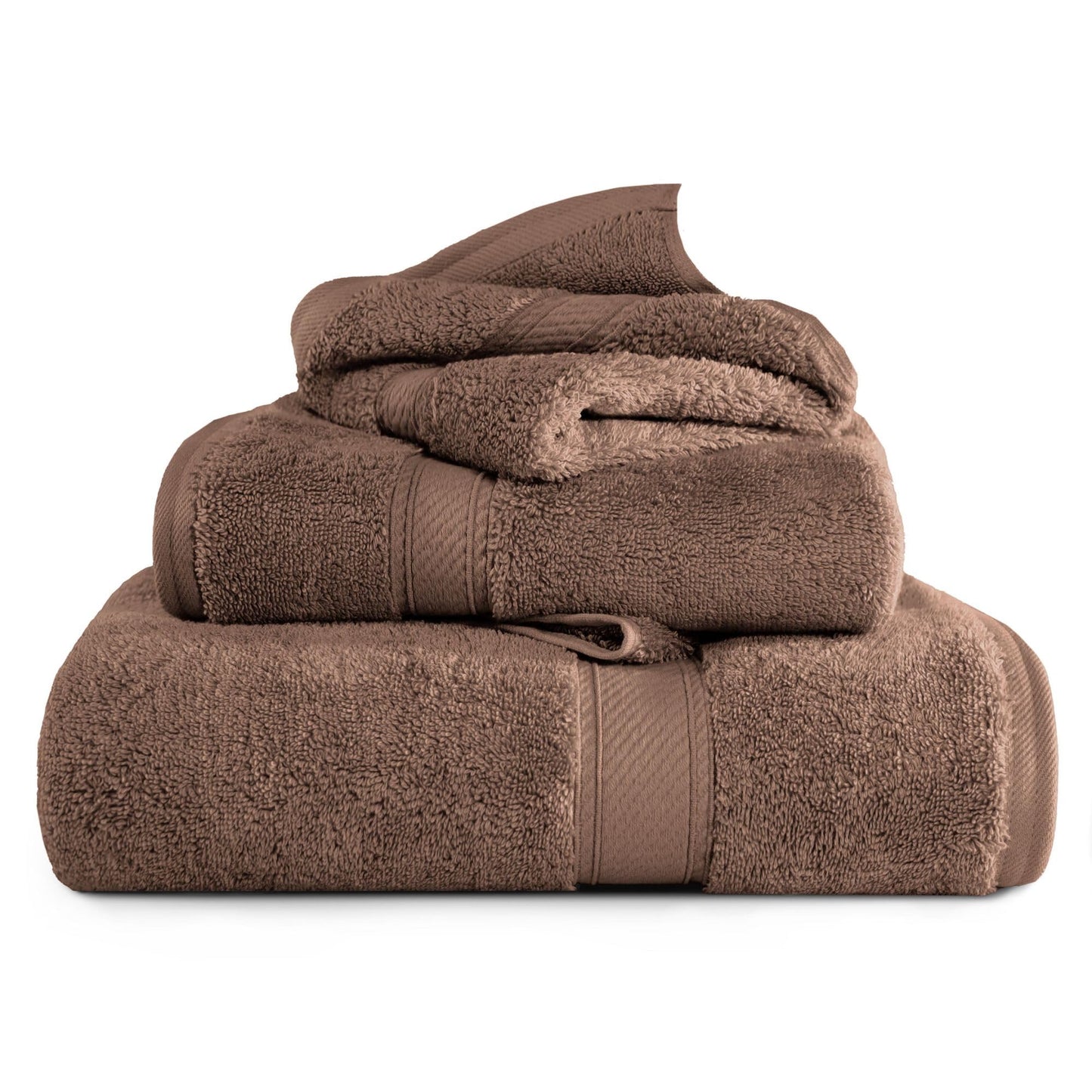 Superior 900 Gram 100% Premium Long-Staple Combed Cotton 3-Piece Towel Set, Chocolate