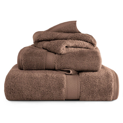 Superior 900 Gram 100% Premium Long-Staple Combed Cotton 3-Piece Towel Set, Chocolate