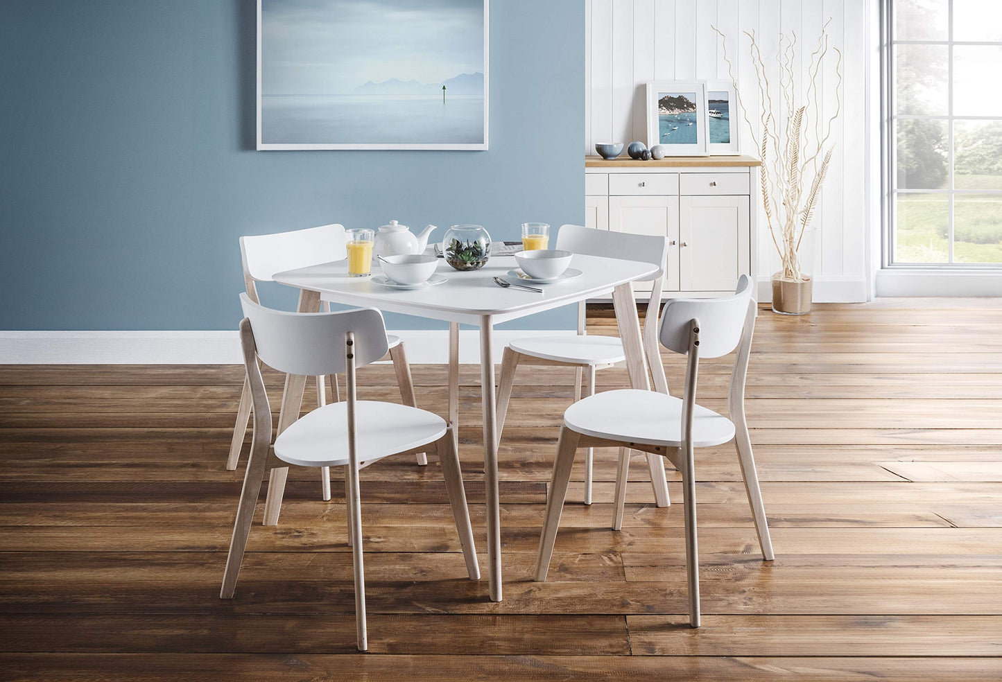 Julian Bowen Casa Square Dining Table, White/Oak - H75 x W90 x D90cm