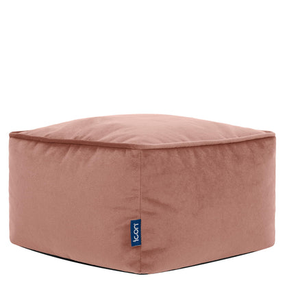 icon Amara Velvet Small Bean Bag Footstool with Filling Included, Pink