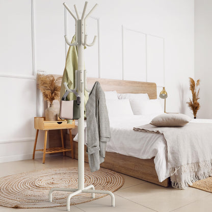 Simple Houseware Standing Coat and Hat Hanger Organizer Rack, 12 Hooks White