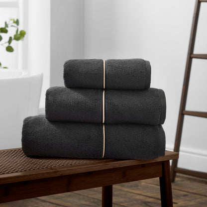 Bianca Zero Twist Satin Stitch Cotton 100x150cm Bath Sheet Black