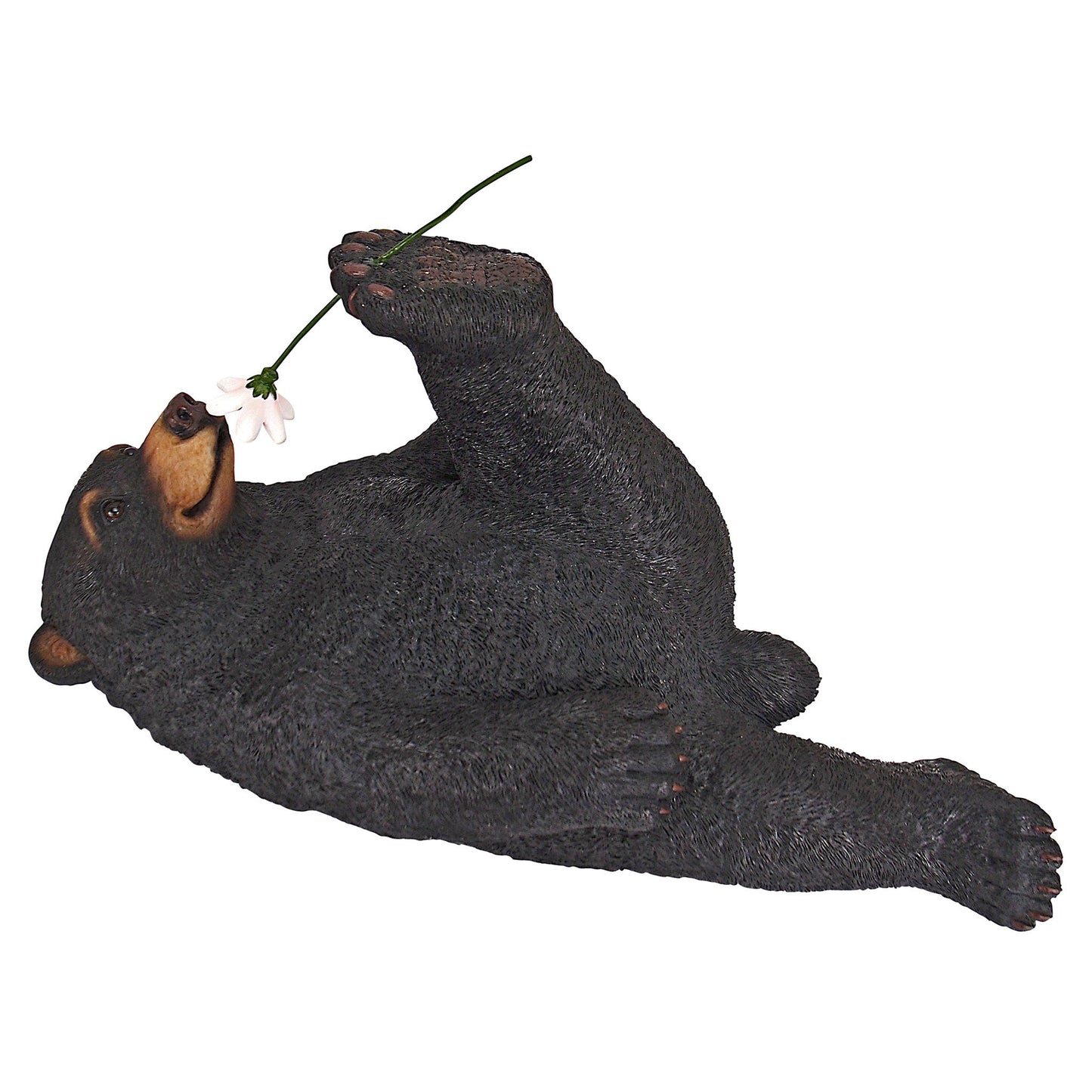 Design Toscano Smell The Flowers Garden Bear Statue - Black