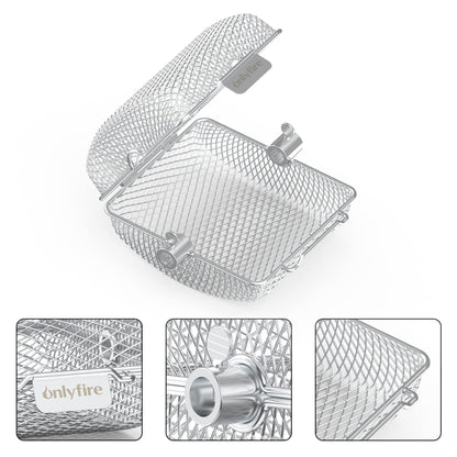 Onlyfire 3-Pack Rotisserie Grill Basket Cage, Barbecue Rotating Accessory Kit Fits 1/2?Hexagon, 3/8" Hexagon, 3/8" Square & 5/16" Square Rotisserie