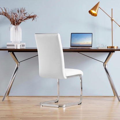Yaheetech Dining Chairs 2pcs Modern Faux Leather High Back Chairs White