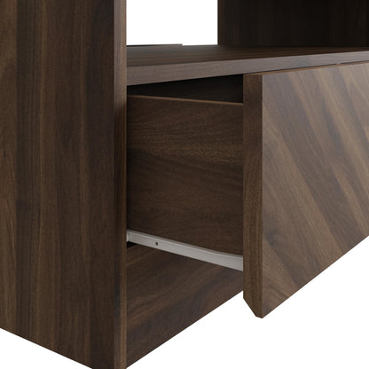 GFW Catania Coffee Table, Royal Walnut Coffee Table with 2 Drawers, Herringbone Wood Grain Finish, Modern Living Room Furniture