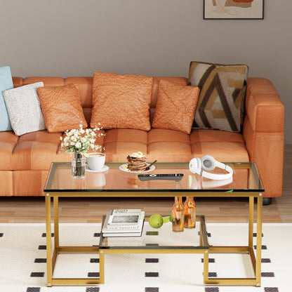 Coffee Table with Storage Shelf, Living Room Table with Metal Frame, Coffee Tables for Living Room, Center Table