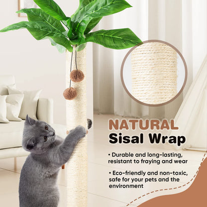 Cat Scratching Post for Indoor Cats 80cm Tall Scratch Tree Toys for Kitten & Adult Cats, Brown Cat Tree Post