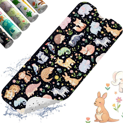 XIYUNTE Baby Bath Mats Non Slip Anti Mould, Cartoon Kids Bath Mat Non Slip, 100x40cm Extra Large Baby Shower Bath Mat with Suction Cups & Drain Holes