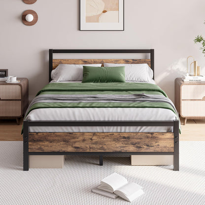 JELUTE Metal Platform Bed Frame, Double Size, Black