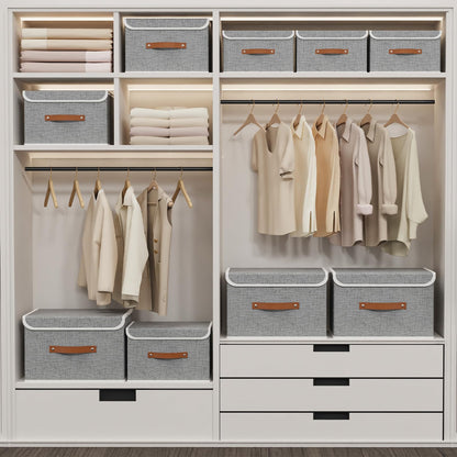 Yawinhe Collapsible Storage Boxes with Lids,33x23x20cm,Grey,3-Pack