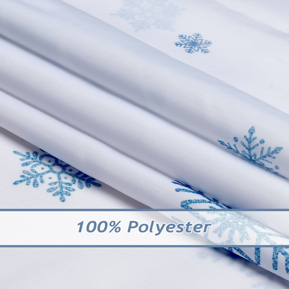 COZZSNUGE Winter Misty Forest Shower Curtain, Blue Pine Tree Snowflake Nature Snow Scene Bathroom Curtain 180 x 180 cm