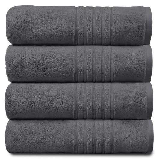 GC GAVENO CAVAILIA 4 PK Extra Large Bath Sheet, Water Absorbent Cotton Towels, 450 GSM Quick Dry Towels Set, Charcoal
