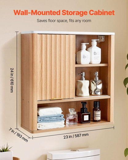VEVOR Bathroom Wall Cabinet, with Door and Adjustable Shelf, Over the Toilet Storage Medicine Cabinet Wall Mounted