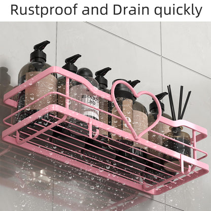 Pink Shower Caddy 2 Pack –No Drill Wall Mounted Suction Shelf for Bathroom