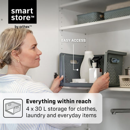 SmartStore 4x Wardrobe Storage Organiser 17.6L Grey with Handles