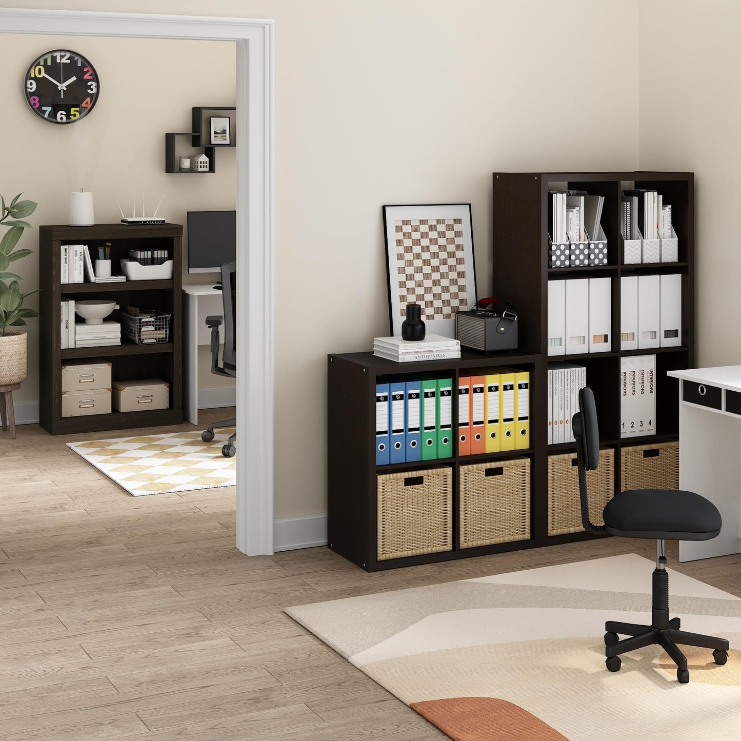 Furinno CUBICLE Book Shelf, 8-Cube Thick Frame Bookshelf, Horizontally & Vertically Reversible Bookcase with Open Back, 14.6 x 30 x 57.9