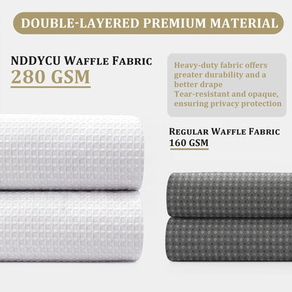 NDDYCU White Waffle Shower Curtain Weighted Waterproof Wet Room 180x180 cm
