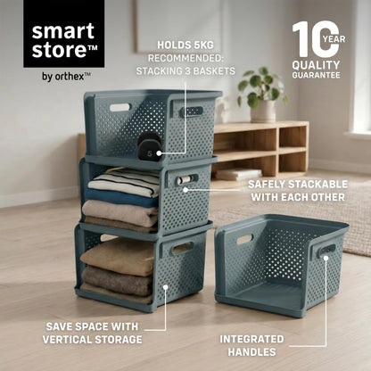 SmartStore 4x Wardrobe Storage Organiser 17.6L Grey with Handles