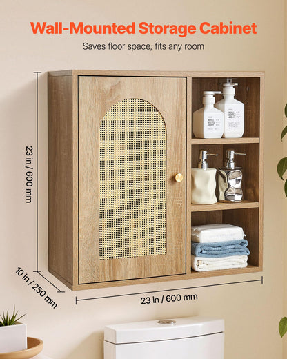 VEVOR Bathroom Wall Cabinet, Door and Adjustable Shelf with 5 Height Levels, Over the Toilet Storage Medicine Cabinet Wall Mounted