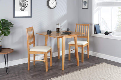 DROP LEAF DINING SET OAK COLOUR FINISH