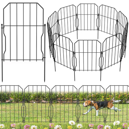 WELDUN Metal Garden Fence, Total 310CM(L) ? 41CM(H), 10 Pack Dog Fencing, Decorative Fences Garden Flower Bed and Animal Barrier, for Rabbit Dog Yard