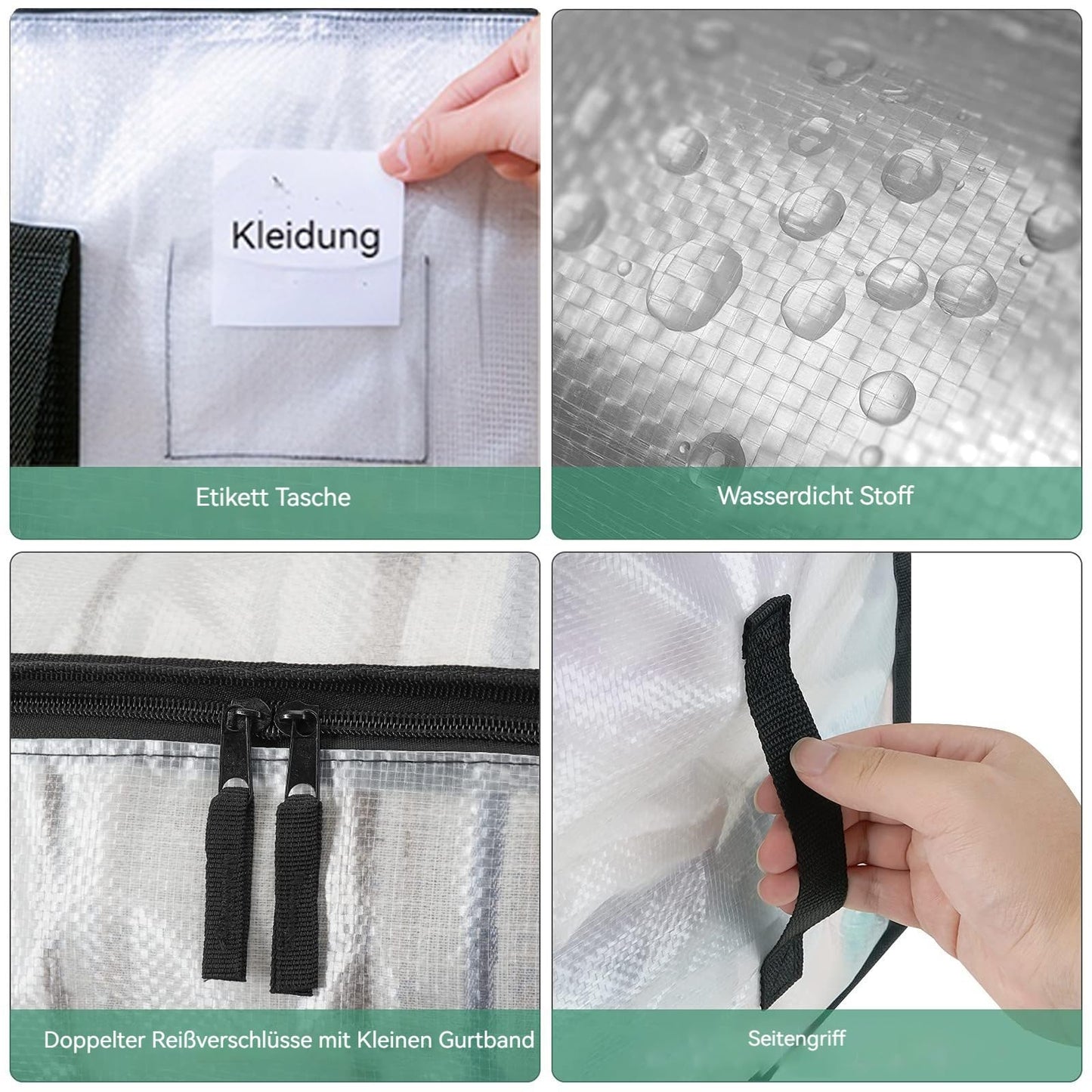 Mesiria Large Storage Bags, Heavy Duty Waterproof Clothes Storage Bag Box Moving Bag Moving Totes Moving Boxes (2, Transparent)