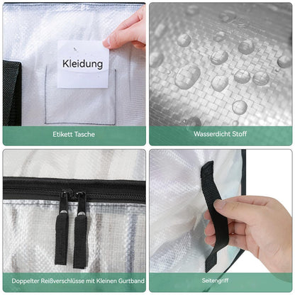 Mesiria Large Storage Bags, Heavy Duty Waterproof Clothes Storage Bag Box Moving Bag Moving Totes Moving Boxes (2, Transparent)