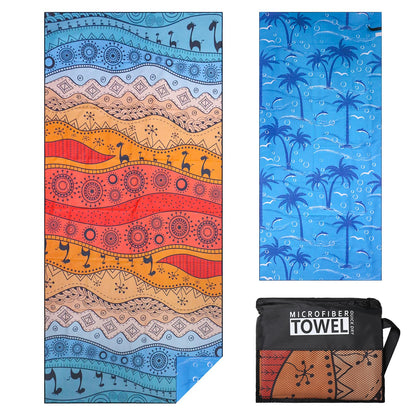 TMEOG Microfibre Beach Towels 180x80cm Extra Large Sand Free Beach Towel for Adults Compact Thin Travel Towel Women Men Lightweight Swim Pool Yoga