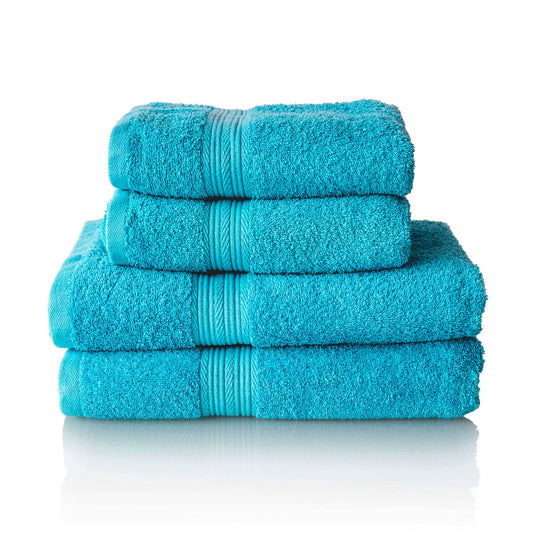 Glart Premium Set of Terry Hand Towels, Range of Terry Towels in 6 Colours and 5 Sizes, Colour: Turquoise, 2X Bath Towels 70 X 140 cm and 2X Hand