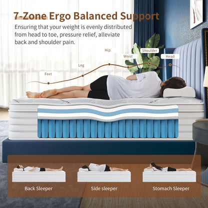 Queblox Single Mattress 3FT, 11Inch Memory Foam 7 Zone Orthopedic