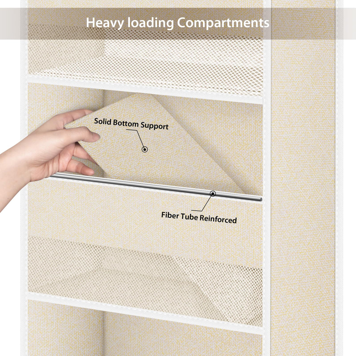 Univivi 6-Shelf Over Door Hanging Organizer Fabric Door Storage with 5 Large Pockets and 3 Small PVC Pockets Wall Mount Hanging Storage Organizers