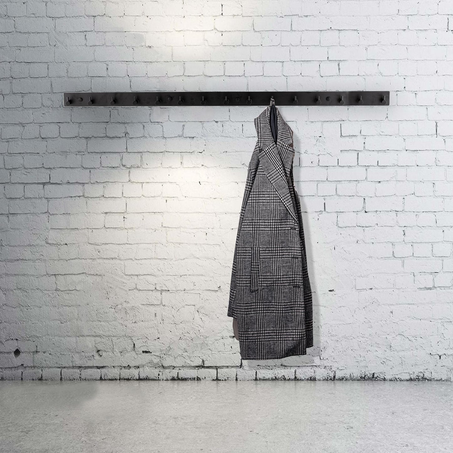 Brute Strength – Stainless Steel wall Coat Rack – Black – 15 Hooks · 102 cm