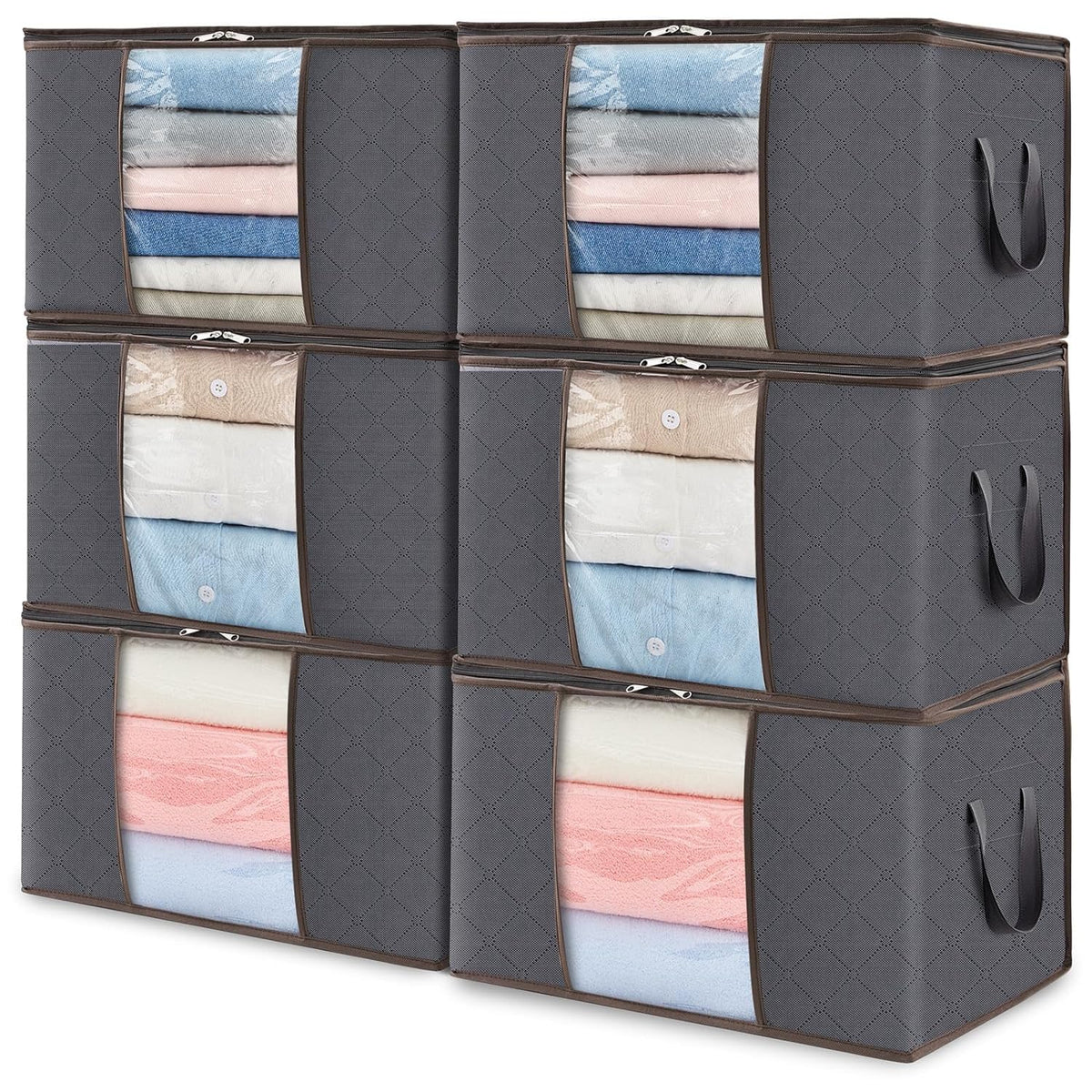 Lifewit 60L Clothes Storage Bags, Foldable Storage Box Moving Bags Wardrobe Storage Organiser Packing Boxes for Moving House with Clear Window for