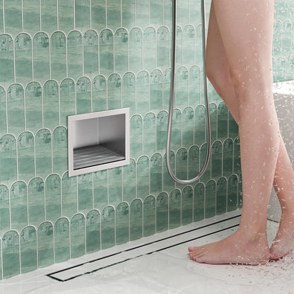 Neohomee Footrest Shower Recessed Wall Recess Made of 304 Stainless Steel Recess with Non-Slip Silicone Pads for Shaving Legs