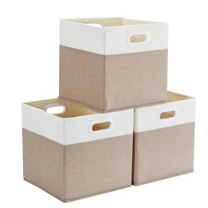 Mangata Cube Storage Boxes 33x33x33cm, Light Khaki Cream White, 3Pcs