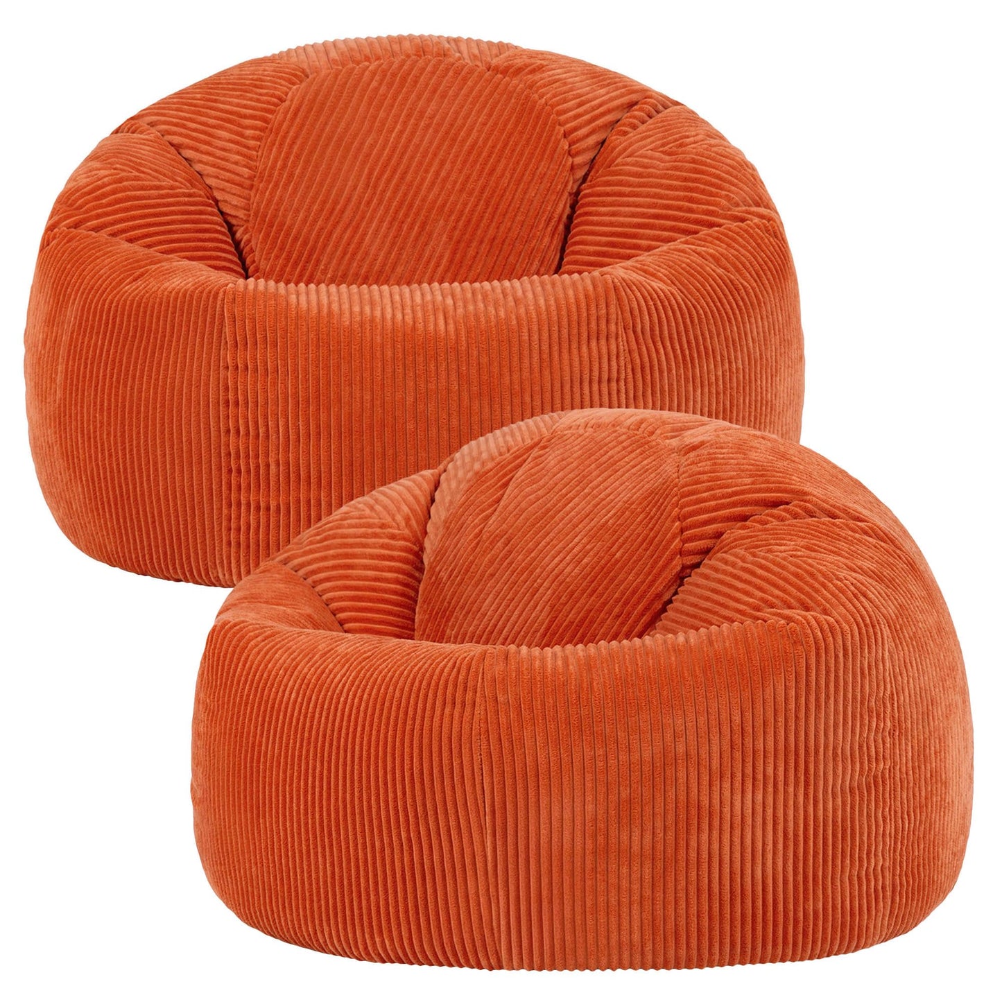 icon Kingston Cord Bean Bag with Filling Included, Set of 2, Orange