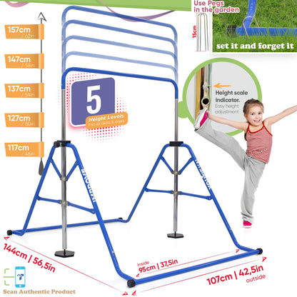 YOUTIFUN Gymnastics Bar, Kids Gym Equipment 5 Level Height Adjustable Pull Up Horizontal Gymnastic Bar, Gymnastics Equipment for Home for Girls & Boys
